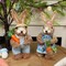 Set of 2 Easter Standing Bunny Couple, 12" Handmade Straw Bunny with Carrot Figurine, Easter Rabbits Tabletop Statues, Cute Photo Props Gifts for Office Kitchen Farmhouse Spring Home Decor